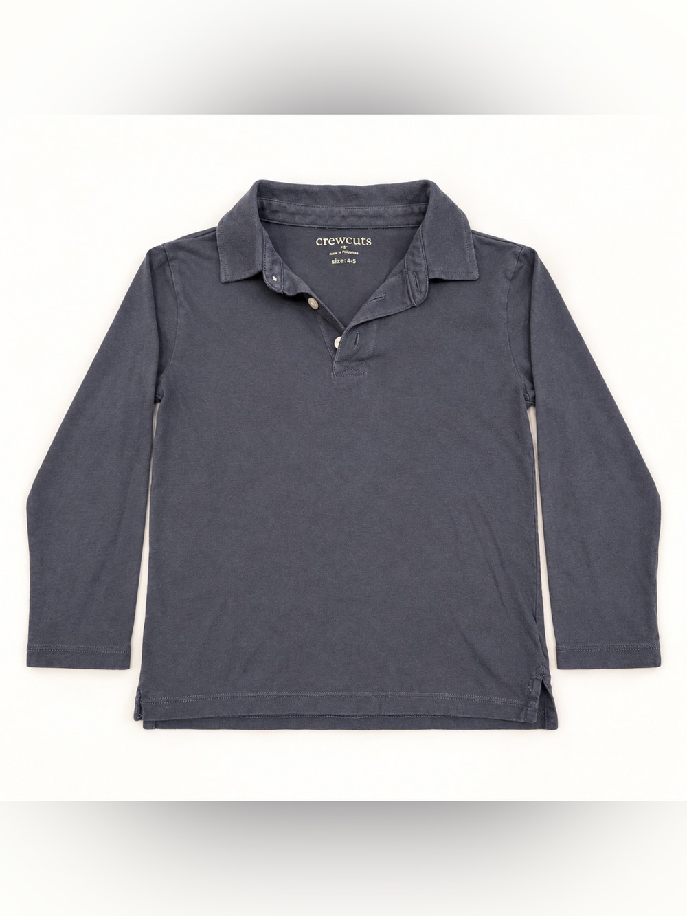 J.Crew Crewcuts Boys 4-5 Navy Long Sleeve Polo Shirt Classic Preppy Minimalist